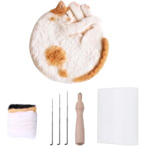 Magicaldiy Cat Needle Felting Kit for Beginner Starers, DIY Cat Wool Felt Coaster for Drinks, Cat Needle Felting Coaster Kit for DIY Art Craft (Black)