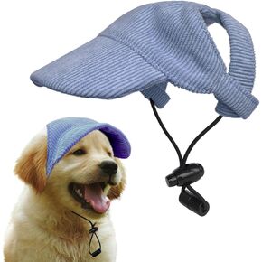Dog Baseball Cap with Ear Holes, Adjustable Pet Hat Dog Cat Summer Beach Visor Hat, Sunbonnet for Puppy and Cat (Blue, Medium)