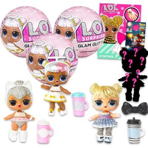 LOL Surprise! Glam Glitter Series Mystery Set - 3 Pack Glam Glitter Series 2 Mystery Bundle with Tattoos, More | LOL Surprise! Collectible Mini Toys