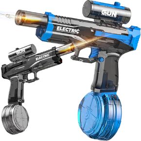 Electric Water Gun with Muzzle Light,Automatic Water Gun Blaster,Squirt Gun Range 23-32 FT,Outdoor Party Summer Water Shooting Game Toy with 2 Batteries,Ideal Watergun Easter Gift for Kids & Youths.