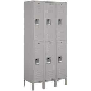Salsbury Industries 62365GY-U Standard Metal Locker Double Tier 3 Wide 6 Feet High 15-Inch Deep Gray Unassembled,Grey