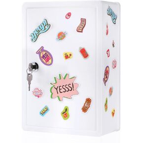 Geelin Mini Locker with Keys and Stickers Decorative Storage Small Locker Desk Cabinet Functional Miniature Box for Desktop Bedroom Home Office (11.81 x 7.87 x 4.33 Inches)