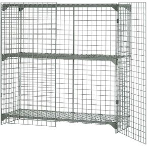 Global Industrial Commercial 1-Tier 2 Door Wire Mesh Security Locker, 60" W x 36" D x 72" H, Gray, Unassembled, Industrial Wide-Span Security Cage, Bulk Storage Locker