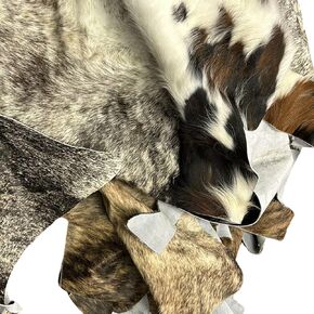 ArtisanCowhides Genuine Hair On Cowhide Scraps Leather Hide Remnant for Tooling/Crafting- Assorted Colors, Shapes & Size - Approx. 1lbs