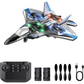 RC Plane Drones for Kids Remote Control Airplane, Aircrafts for Boys and Girls, Jet RC Helicopter Drone with LED Lights, Altitude Hold, 360° Flip, 2 Rechargeable Batteries Fly Toy