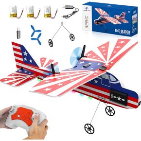 RC Plane,2.4GHZ Remote Control Airplane with Lights,2CH RTF RC Airplane Glider Toys with 3 Batteries for Adults Kids Beginners Boys Girls