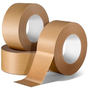 Brown Packing Tape Eco Friendly Kraft Paper Tape, Writable & Uncoated Brown Shipping Tape Box Tape for Masking, Shipping, Moving, Sealing, 2 inch x 55 Yards 3 Rolls