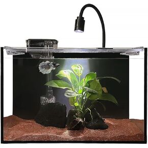 2.8 GAL Nano Fish Tank with Filter, Led Light, Gravel, Stone, Aquascape Starter Aquarium Set, Betta Fish Tank (30x18x20cm,10L)
