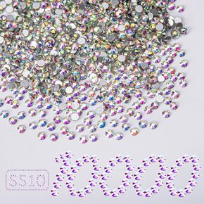 10000pcs الكريستال AB وحشيات الراين ، الحجر الزجاجي الكريستالي المسطح الأحجار الكريمة ، SS10 ، 2.7-2.9mm