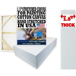 1.5" Gallery Deep 12x24 2 PK White Stretched Extra Large Canvas for Painting. 13oz. White Canvas.Paint Art Canvases for Painting.Blank 12x24 Canvas,Cotton Artist Canvas for Oil Painting/Acrylic/etc.