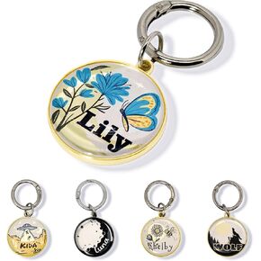 Customizable Reflective Waterproof Pet ID Tag with Engraved Name & Contact Info, Durable Rustproof Metal Lightweight Design for Dogs Cats, Gold & Silver Options (Butterfly)