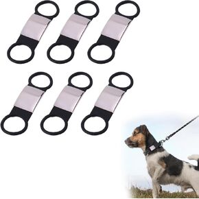 6 Pack Silent Dog Tag for Collar Silicone Elastic Durable, Stainless Steel Slide on Dog Tags Engraved for Pets Personalized ID 2 Sizes