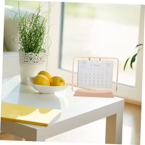 Homoyoyo 1set Wooden Perpetual Calendar Stand with Metal Frame Desktop Calendar Holder for Projects Vintage Desk Accessory for Organized Scheduling in Saudi Arabia