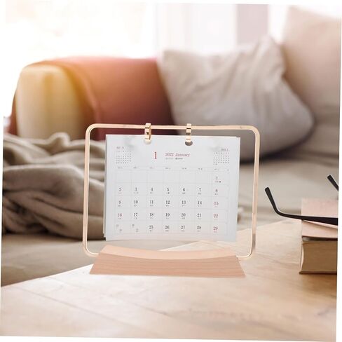 Homoyoyo 1set Wooden Perpetual Calendar Stand with Metal Frame Desktop Calendar Holder for Projects Vintage Desk Accessory for Organized Scheduling in Saudi Arabia