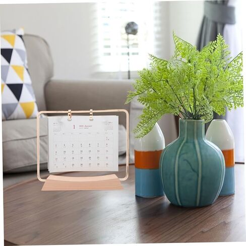 Homoyoyo 1set Wooden Perpetual Calendar Stand with Metal Frame Desktop Calendar Holder for Projects Vintage Desk Accessory for Organized Scheduling in Saudi Arabia