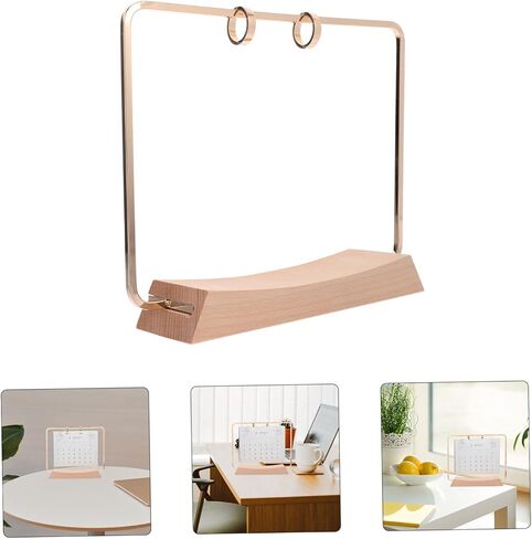 Homoyoyo 1set Wooden Perpetual Calendar Stand with Metal Frame Desktop Calendar Holder for Projects Vintage Desk Accessory for Organized Scheduling in Saudi Arabia