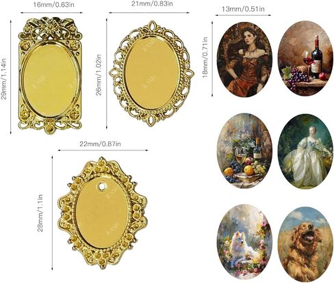 iLAND 1/12 Scale Accessories of Tiny Frames 7pcs with 14 Miniature Pictures Set for Dollhouse Miniatures Décor Also Elf Accessories Classic & Exquisite (Black Tiny Frame Art) in Saudi Arabia