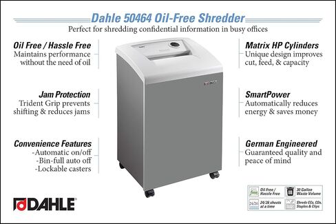Dahle 50464 Paper Shredder ، Cross Cut ، P-4 Security ، German Engineeryer ، Protection Jam ، Free Oil ، SmartPower ، Shrreds CDS ، 24 ورقة كحد أقصى ، 30 جالن بن in Kuwait