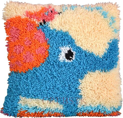 clubevy Latch Hook Pillow Kits Latch Hook Kit DIY Throw Pillow Cover Sofa Cushion Cover Panda/Peppa/Bear DIY Crochet Needlework Crafts Kits with Yarns 17"*17" in Kuwait
