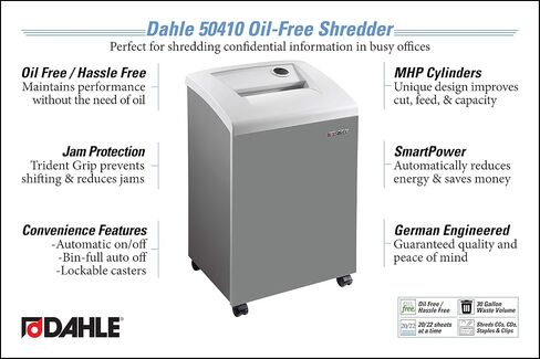 Dahle 50464 Paper Shredder ، Cross Cut ، P-4 Security ، German Engineeryer ، Protection Jam ، Free Oil ، SmartPower ، Shrreds CDS ، 24 ورقة كحد أقصى ، 30 جالن بن in Kuwait