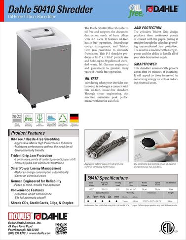 Dahle 50464 Paper Shredder ، Cross Cut ، P-4 Security ، German Engineeryer ، Protection Jam ، Free Oil ، SmartPower ، Shrreds CDS ، 24 ورقة كحد أقصى ، 30 جالن بن in Kuwait