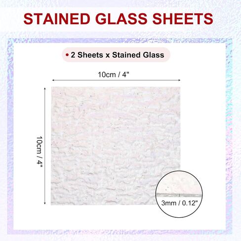 PATIKIL 4 x 4 Inch Transparent Stained Glass Sheets, 2 Sheets Art Mosaic Glass Variety Pack Tiles for Crafts Art Projects Supplies, Transparent Wave Pattern Fantasy in Saudi Arabia