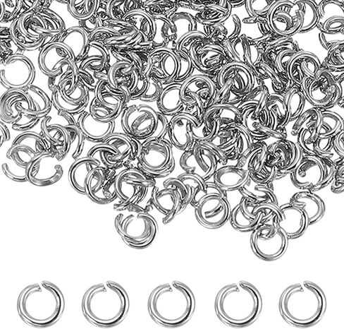 Uxcell 250pcs حلقات الوثب المفتوحة ، 5 ملم من الفولاذ المقاوم للصدأ تقسيم O حلقات 1 مم رنين موصل سميك لسروار قلادة قلادة المجوهر in Saudi Arabia