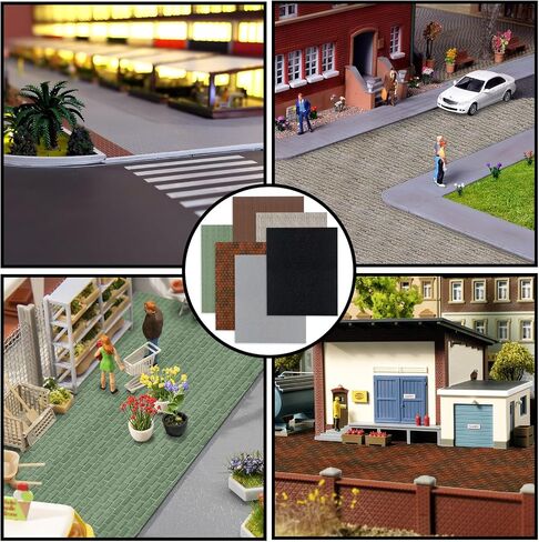 WARDTREE 6 PCS Village Assectories Roads and Streets Snow Mat Road Brick Brick Frick for Landscape ، و Self Leading Paper Diorama Supplies for Miniature Scenery Model (Black) in Saudi Arabia