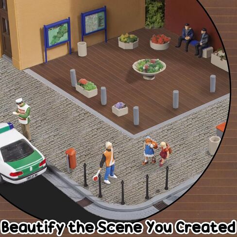 WARDTREE 6 PCS Village Assectories Roads and Streets Snow Mat Road Brick Brick Frick for Landscape ، و Self Leading Paper Diorama Supplies for Miniature Scenery Model (Black) in Saudi Arabia