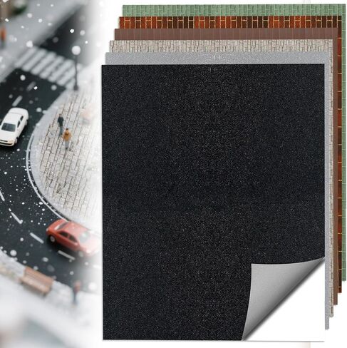 WARDTREE 6 PCS Village Assectories Roads and Streets Snow Mat Road Brick Brick Frick for Landscape ، و Self Leading Paper Diorama Supplies for Miniature Scenery Model (Black) in Saudi Arabia