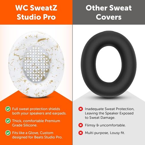 WC SweatZ Studio Pro - Patented Silicone Earpad Covers for Beats Studio Pro | Made by Wicked Cushions | Sweatproof & Easily Washable | Black in Kuwait
