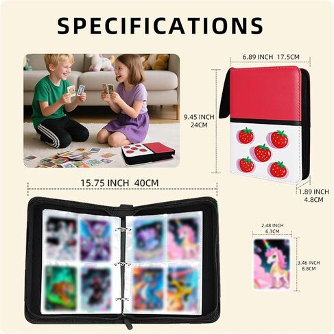 ألبومات بطاقة تداول قابلة للتحصيل ، 4 جيب Card Binder ، 400 جيب مزدوج الجوانب ، PU Premium Zip Trading Card Binder for TCG ، MTG ، Sports Cards (Purple White) in Kuwait