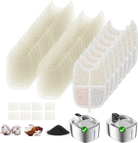 8 Pack Filters Replacement Filters for FS10 Plus, with 32 Pack Pre-Filter Sponges & 8 Pump Filter, 6 Layer Filters, Pet Drinking Fountain for 138 fl oz/4.1L FS10 Plus in Saudi Arabia