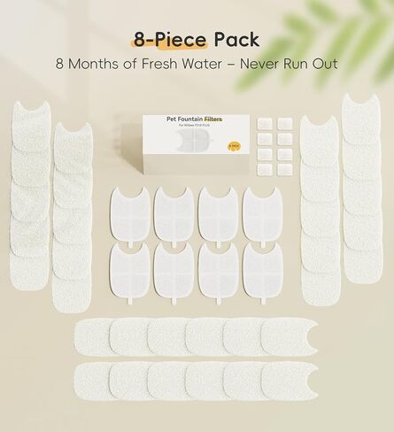 8 Pack Filters Replacement Filters for FS10 Plus, with 32 Pack Pre-Filter Sponges & 8 Pump Filter, 6 Layer Filters, Pet Drinking Fountain for 138 fl oz/4.1L FS10 Plus in Saudi Arabia