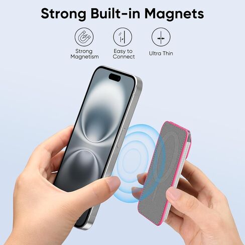 FINPAC MagSafe Wallet, Magnetic Card Wallet Holder for iPhone 15/14/13/12 Series, Fit 6 Cards, Safe RFID Blocking, Slim Leather Wallet Credit Card Holder for Women Men in Kuwait