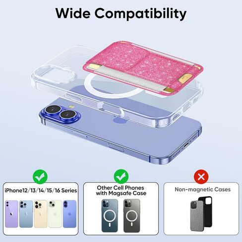 FINPAC MagSafe Wallet, Magnetic Card Wallet Holder for iPhone 15/14/13/12 Series, Fit 6 Cards, Safe RFID Blocking, Slim Leather Wallet Credit Card Holder for Women Men in Kuwait