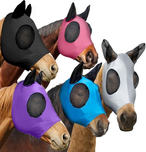 5 PCS Horse Fly Mask مع حماية الأذنين ، قناع تغطية الوجه الكامل للخيول المرن ، مع حماية عيون وحماية من أشعة الشمس للأشعة فوق البنفسجية للخيول الصغيرة ذات الحجم الصغير (5 أجهزة كمبيوتر) in Saudi Arabia