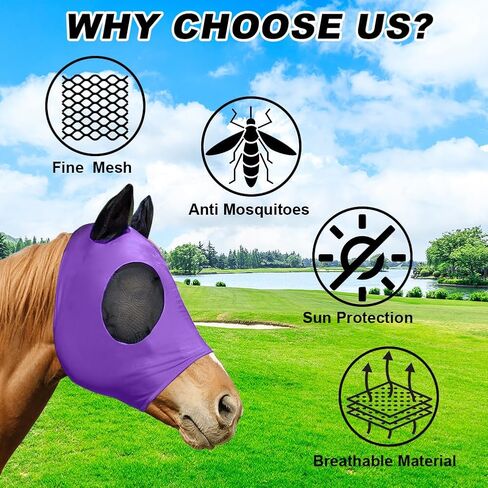 5 PCS Horse Fly Mask مع حماية الأذنين ، قناع تغطية الوجه الكامل للخيول المرن ، مع حماية عيون وحماية من أشعة الشمس للأشعة فوق البنفسجية للخيول الصغيرة ذات الحجم الصغير (5 أجهزة كمبيوتر) in Saudi Arabia
