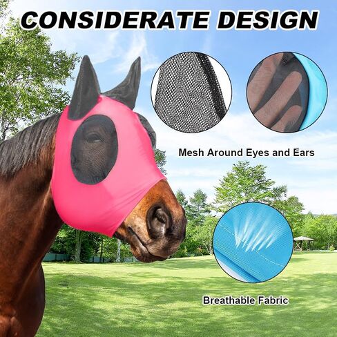 5 PCS Horse Fly Mask مع حماية الأذنين ، قناع تغطية الوجه الكامل للخيول المرن ، مع حماية عيون وحماية من أشعة الشمس للأشعة فوق البنفسجية للخيول الصغيرة ذات الحجم الصغير (5 أجهزة كمبيوتر) in Saudi Arabia