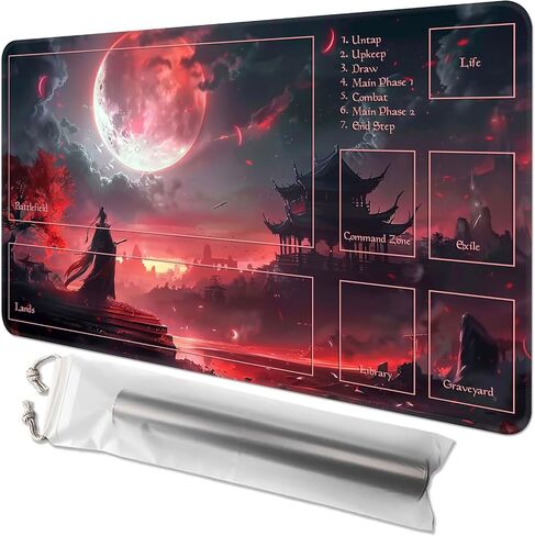 Card Game Playmat for MTG & TCG, 24x14 inch Non-Slip Magic Playmat, Durable Rubber Surface, Ideal for Card Games & Board Games, Portable with Storage Bag, Jesus and Devil in Kuwait