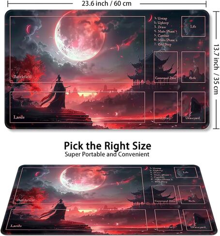 Card Game Playmat for MTG & TCG, 24x14 inch Non-Slip Magic Playmat, Durable Rubber Surface, Ideal for Card Games & Board Games, Portable with Storage Bag, Jesus and Devil in Kuwait
