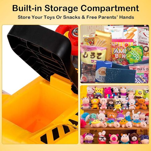 HONEY JOY Ride on Excavator, No Power Ride on Construction Vehicles for Kids, Helmet, 3 Toy Rocks, Adjustable Digger, Horn, Ride On Loader, Bulldozer Ride on Toy, Gift for Boys Girls in Saudi Arabia