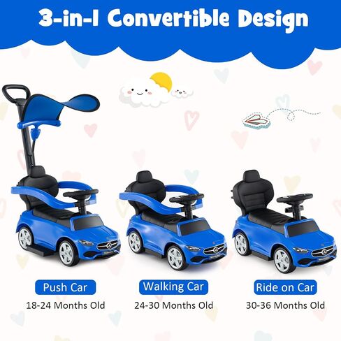 Honey Joy Ride On Push Car و Mercedes-Mercedes-Benz Push Cars للأطفال الصغار ، وتخزين المظلة القابلة للتعديل وتخزين المقاعد ، والقرن ، والسيارة الصغار مع المقبض ، وركوب لعبة الفتيات (Pink) in Kuwait