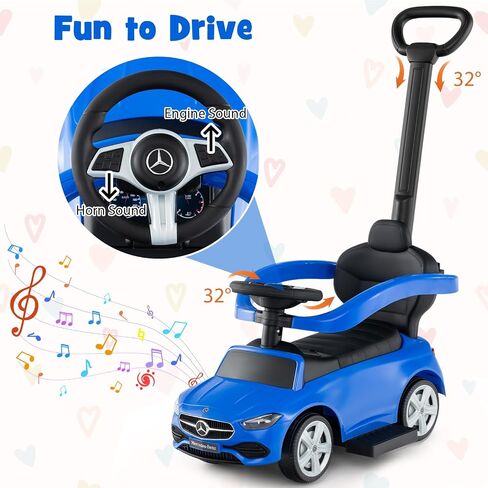 Honey Joy Ride On Push Car و Mercedes-Mercedes-Benz Push Cars للأطفال الصغار ، وتخزين المظلة القابلة للتعديل وتخزين المقاعد ، والقرن ، والسيارة الصغار مع المقبض ، وركوب لعبة الفتيات (Pink) in Kuwait