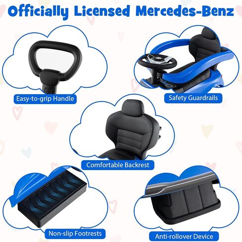 Honey Joy Ride On Push Car و Mercedes-Mercedes-Benz Push Cars للأطفال الصغار ، وتخزين المظلة القابلة للتعديل وتخزين المقاعد ، والقرن ، والسيارة الصغار مع المقبض ، وركوب لعبة الفتيات (Pink) in Kuwait