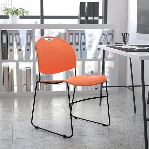 Flash Furniture HERCULES Series 880 lb. كرسي مكدس أسود فائق السعة مع إطار مطلي بمسحوق أسود in Saudi Arabia