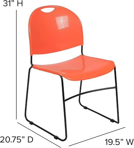 Flash Furniture HERCULES Series 880 lb. كرسي مكدس أسود فائق السعة مع إطار مطلي بمسحوق أسود in Saudi Arabia