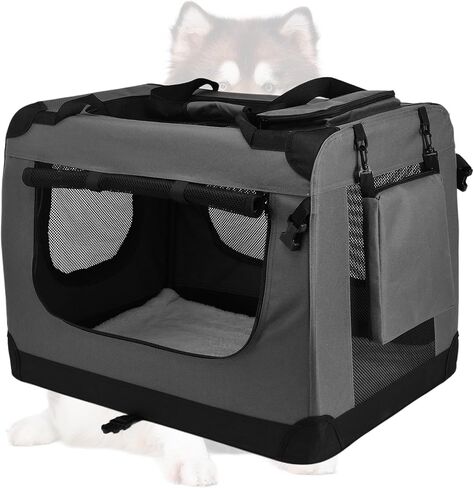 Dog Carrier, Travel Dog Crate with 5 Side Breathable Mesh, Designed with Side Pockets, Suitable for Travel/Home/Outdoor Use of The Animal Carrier (Camouflage(Routine), Large) in Saudi Arabia