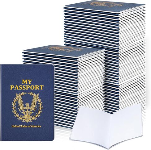 60Pcs Blank Passport Notebook Passport Books for Kids Passport Notebook 4 x 5.5Inch Blank Passport Notebook Pretend Passports for Back to School Party School Theme Party Favors-Navy Blue in Kuwait
