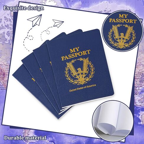 60Pcs Blank Passport Notebook Passport Books for Kids Passport Notebook 4 x 5.5Inch Blank Passport Notebook Pretend Passports for Back to School Party School Theme Party Favors-Navy Blue in Kuwait